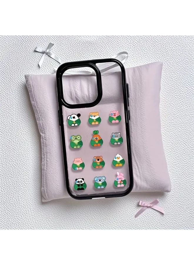 Animal Zongzi Acrylic Transparent Anti Drop Phone Case Black Edge Compatible with iPhone 14 Plus - Image 3